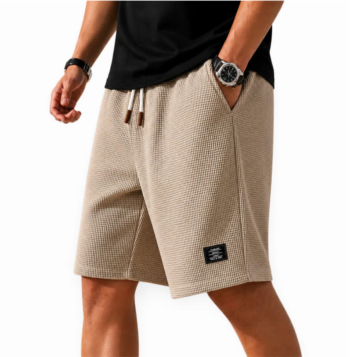 Bermuda capri en maille gaufrée