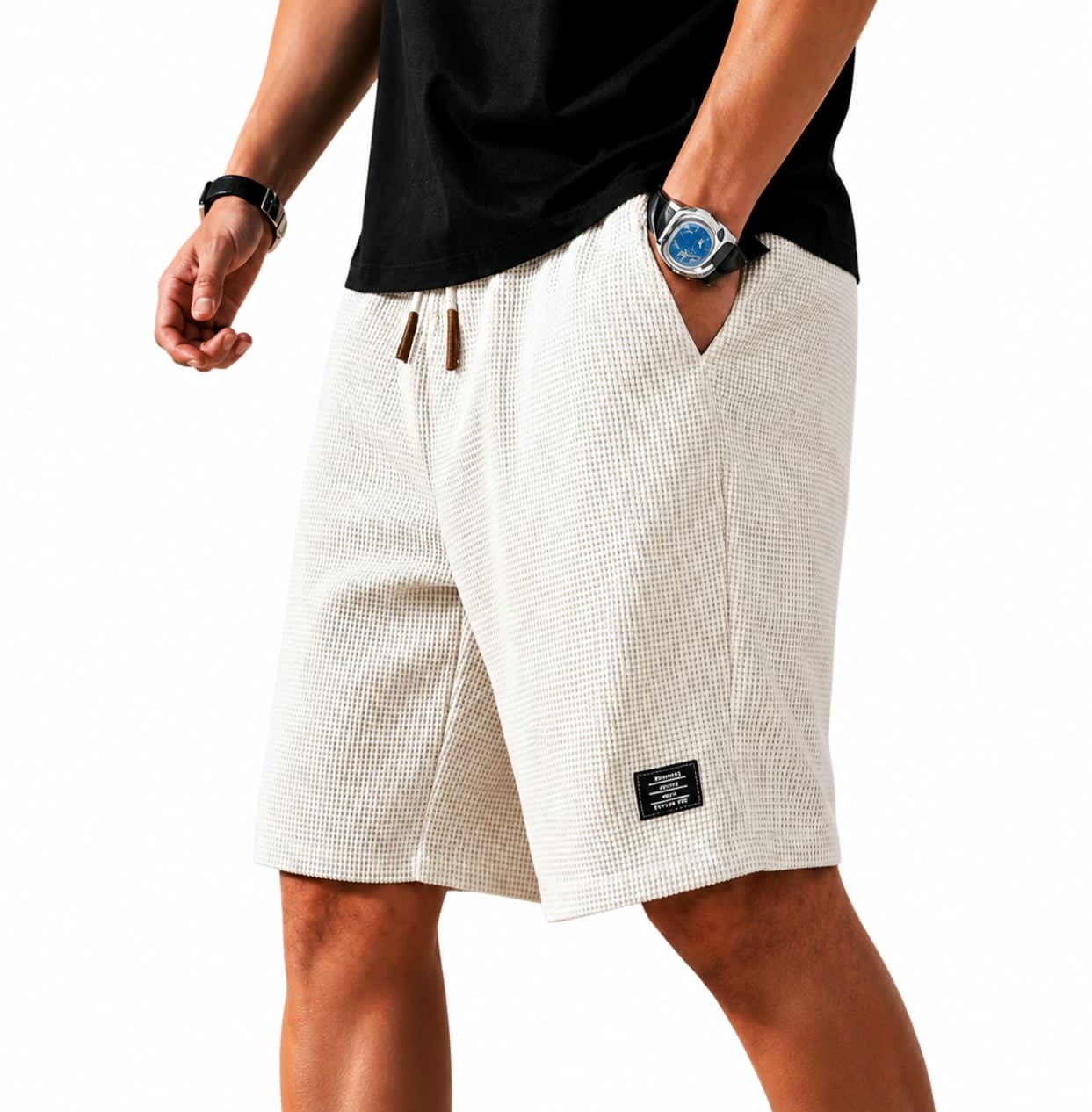 Bermuda capri en maille gaufrée